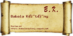 Babala Kötöny névjegykártya